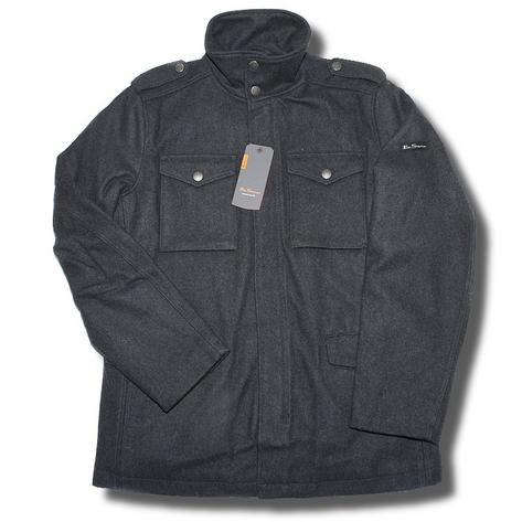 Ben Sherman Mod 60's Retro Wool Zip Through Military Jacket Charcoal Preview